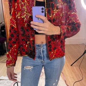 Vintage Sequin Embellished Deco Art Jacket